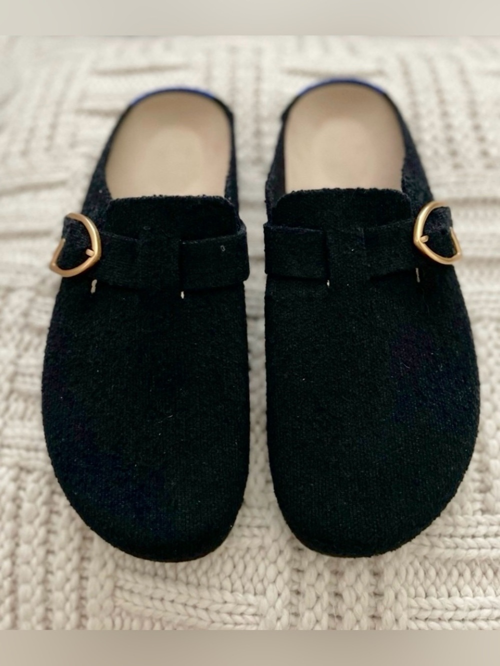 Rothy’s The Casual Buckle Clog Boucle Black Womens Size 11 Moccasins Slip on